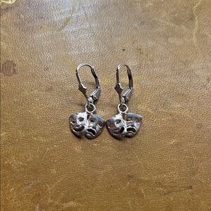 Silver 925 Drama Mask Earrings